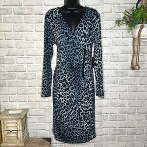 NWT CHEZTU Women's Leopard Zipper Wrap Dress Size 10